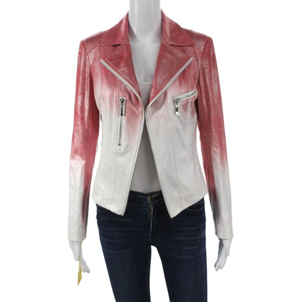 Insight Womens Biker Jacket Red Ombre Long Sleeve Size 2